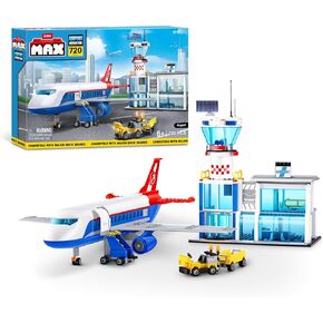 MAX Adventure Airport Playset (720 Pieces) Building Bricks Toys for Kids 6+ Create Vehicles and More UNbox Discover