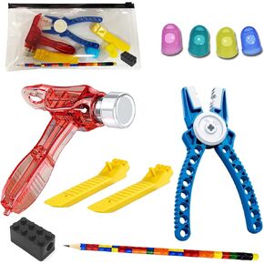 Teklectric Toys | Building Block Tool Kit | Compatible with Lego Blocks and Technic | Brick Separator, Multi-Use Hammer, Finger Grips, Block Pliers, Pencil and Sharpener (Tool Kit)