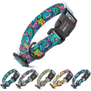 DOGLINE Biothane Waterproof Quick Release Dog Collars - Strong Collar, Odor-Proof, Easy to Care, Fits Dog Collar for Large Dogs (Comics, 1" W by 15-23" L)