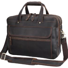 STAR VISTA Scala Pro Business Messenger Bag, Full Grain Leather Briefcase, Triple Compartments, YKK Zippers, Brass Hardware