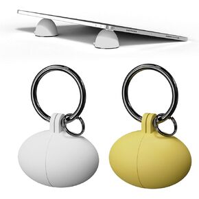Portable Egg Keyring Style Anti-Slip Silicone Laptop & Pad Stand 2set(4pcs) - Ergonomic Viewing, Typing, Drawing, Cooling Foot/White Yellow (White+Yellow) in Kuwait