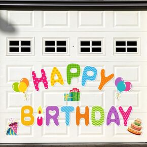 Whaline 18 Pieces Birthday Garage Decoration Magnet Stickers Happy Birthday Magnet Decals Refrigerator Stickers Colorful Birthday Garage Door Decals for Birthday Party Supplies Home Decorations