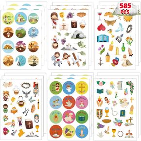 Easter Stickers Religious He is Risen Stickers 585pcs Christian Easter Stickers Easter Stickers for Kids Jesus Easter Stickers for Envelopes Cards Easter Party Supplies Favors