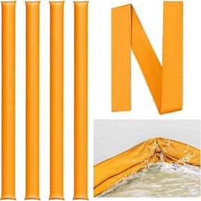 Windyun 4 Pcs Flood Barriers for Home Water Barrier Water Activated Sandless Sandbags Water Absorbent Dams Diverter for Door Garage Flooding Prevention Driveway (Black,10 ft x 6.5 Inch)