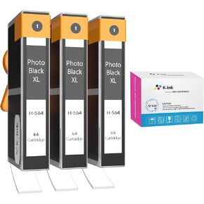 Compatible Ink Cartridges Replacement for HP Photo Black 564XL 564 XL (3 Small Thin Photo Black)