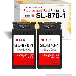 High Capacity SL-870-1 XXL Red Ink Cartridge Compatible SL8701 XXL Fluorescent Red Ink Replacement for The PB New SendPro Mailstation Postage Printer Ink Meter (CSD1) Machine (2pack,16ml*2)