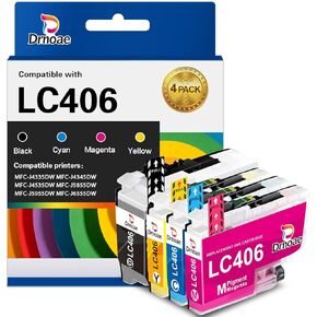 LC406 Ink Cartridges Replacement for Brother LC406 Ink Cartridges LC406XL LC 406 406XL Ink Compatible with Brother MFC-J4535DW MFC-J4335DW MFC-J5855DW MFC-J6555DW MFC-J6955DW Printer,4 Pack