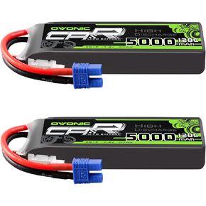 OVONIC 2S 5000mah Lipo Battery EC3 RC Car Battery 7.4V 120C Lipo for RC Car Trucks 1/8 1/10 RC Vehicles(2 Packs)