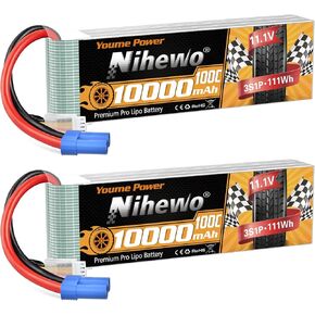 4S Lipo Battery 14.8V 10000mAh 100C RC Battery EC5 Plug Soft Case Compatible with RC Car Truck Tank Plane Drone Boat Racing Models(2 Packs)