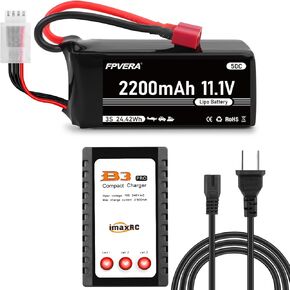 FPVERA 3S 11.1V 2200mAh LiPo Battery 50C with Deans T Connector and 2S-3S Lipo Charger B3Pro Charger for RC Airplane RC Quadcopter Helicopter Drone FPV