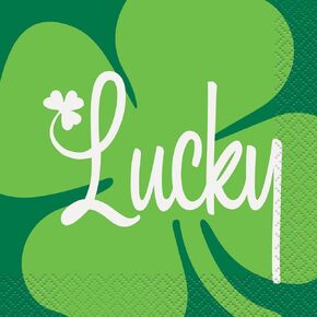 Lucky Shamrock Beverage Paper Napkins - 5" x 5", 16 Pcs