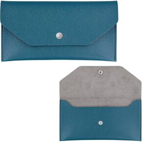 Leather Cash Envelope Wallet, Blue Cash Holder Wallet Practical Leather Money Envelopes Reusable Money Wallet Organizer Portable Envelope Pouch Purse for Money Receipt Bill Cash Check Budget