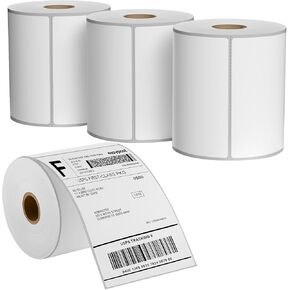 MaxGear 4" x 6" Direct Thermal Labels, 1000 Pcs/4 Rolls, Perforated White Shipping & Mailing Labels, Commercial Grade with Permanent Adhesive, Compatible with Most Thermal Printers