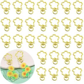 50 Pcs Swivel Clasp Hooks, BetterJonny Cherry Blossoms-Shaped Metal Swivel Lobster Claw Clasp 360° Metal Key Chain Clip Hook Lobster Claw Clasp for DIY Keychain Accessories