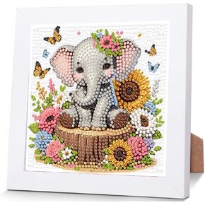 BXXRBX Giraffe Diamond Art Kits for Kids with Framed- Giraffes Diamond Painting Kits for Kids, Animals 5D Gem Painting Kit for Wall Decor Birthday Gift (6x6inch)