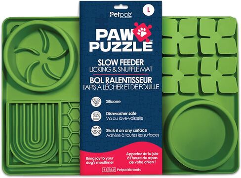 Palz&Co Paw Puzzles Silicone Slow Feeding Mat for Dogs and Cats, Dry and Wet Food - Medium 12"x8", Purple in Saudi Arabia