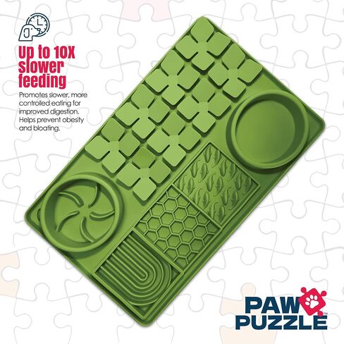 Palz&Co Paw Puzzles Silicone Slow Feeding Mat for Dogs and Cats, Dry and Wet Food - Medium 12"x8", Purple in Saudi Arabia