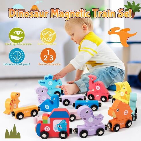 Montessori Toys for Toddler Age 1-3, Toddler Toy Wooden Magnetic Traffic Train Set with Playmat/Storage Bag for Baby Boy, Birthday for 1 2 3 Years Old Boys & Girls in Saudi Arabia