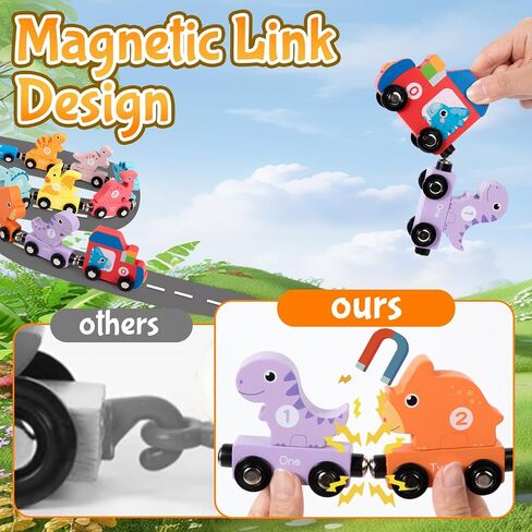 Montessori Toys for Toddler Age 1-3, Toddler Toy Wooden Magnetic Traffic Train Set with Playmat/Storage Bag for Baby Boy, Birthday for 1 2 3 Years Old Boys & Girls in Saudi Arabia