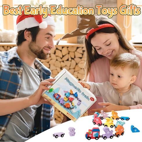 Montessori Toys for Toddler Age 1-3, Toddler Toy Wooden Magnetic Traffic Train Set with Playmat/Storage Bag for Baby Boy, Birthday for 1 2 3 Years Old Boys & Girls in Saudi Arabia