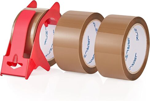 JARLINK 3 Rolls Brown Packing Tape with Dispenser, Heavy Duty Packaging Tape Refills for Shipping Packaging Mailing, 2.6mil Thick, 1.88 inches Wide, 55 Yards Per Roll, 165 Total Yards in Saudi Arabia