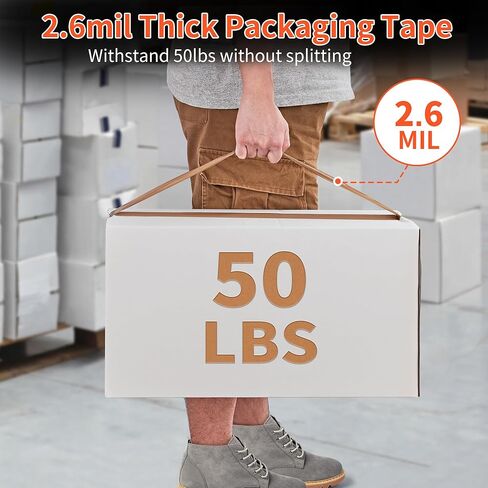 JARLINK 3 Rolls Brown Packing Tape with Dispenser, Heavy Duty Packaging Tape Refills for Shipping Packaging Mailing, 2.6mil Thick, 1.88 inches Wide, 55 Yards Per Roll, 165 Total Yards in Saudi Arabia