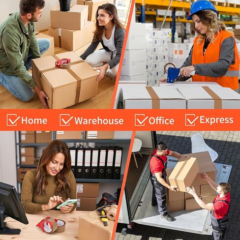 JARLINK 3 Rolls Brown Packing Tape with Dispenser, Heavy Duty Packaging Tape Refills for Shipping Packaging Mailing, 2.6mil Thick, 1.88 inches Wide, 55 Yards Per Roll, 165 Total Yards in Saudi Arabia