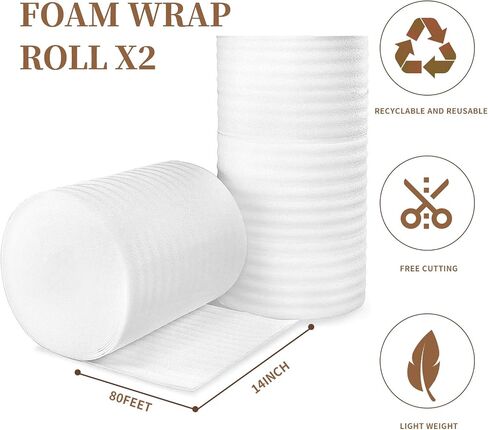 Moving Supplies, 14'' Wide X 160' Length Foam Wrap Roll, Packing Supplies for Packing, Moving, Fragile Articles, Furniture, Transportation Packaging. (14'' Wide X 160' Length) in Saudi Arabia