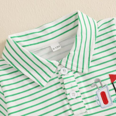 Toddler Baby Boy Shirt Golf Stripes Short Sleeve Button Down T-Shirt Tops Cute Infant Casual Tee Summer Clothes in Kuwait