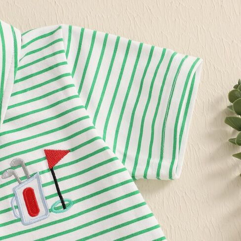 Toddler Baby Boy Shirt Golf Stripes Short Sleeve Button Down T-Shirt Tops Cute Infant Casual Tee Summer Clothes in Kuwait