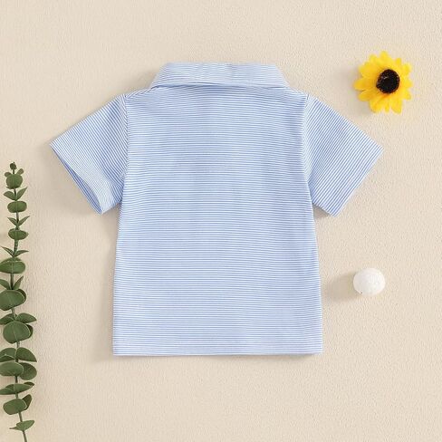 Toddler Baby Boy Shirt Golf Stripes Short Sleeve Button Down T-Shirt Tops Cute Infant Casual Tee Summer Clothes in Saudi Arabia