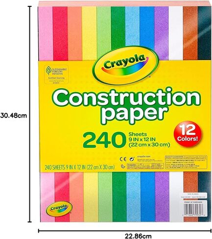 ورقة بناء كرايولا (240CT) ، 12 ألوانًا متنوعة ، ورقًا للفنون والحرف اليدوية ، هدايا للأطفال ، لوازم الفصول الدراسية للمعلمين in Kuwait
