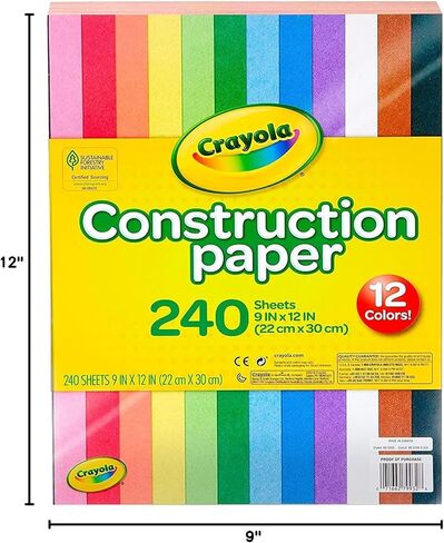 ورقة بناء كرايولا (240CT) ، 12 ألوانًا متنوعة ، ورقًا للفنون والحرف اليدوية ، هدايا للأطفال ، لوازم الفصول الدراسية للمعلمين in Kuwait