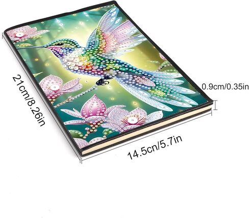 Jishshay Diamond Painting Notebook Diamond Art Journal Diamond Painting Kit Blank Notebook Miamond Art Kits for البالغين الموردين الجمال GEM Art Journal Journal Journal A5 Hummingbird in Kuwait