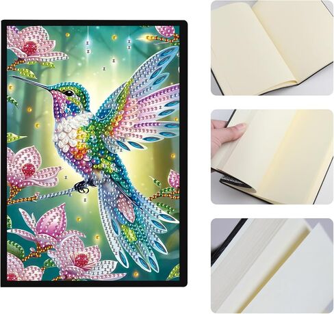 Jishshay Diamond Painting Notebook Diamond Art Journal Diamond Painting Kit Blank Notebook Miamond Art Kits for البالغين الموردين الجمال GEM Art Journal Journal Journal A5 Hummingbird in Kuwait