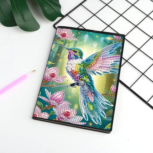 Jishshay Diamond Painting Notebook Diamond Art Journal Diamond Painting Kit Blank Notebook Miamond Art Kits for البالغين الموردين الجمال GEM Art Journal Journal Journal A5 Hummingbird in Kuwait