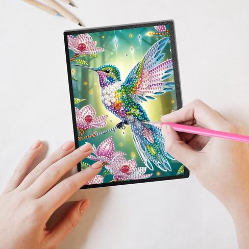Jishshay Diamond Painting Notebook Diamond Art Journal Diamond Painting Kit Blank Notebook Miamond Art Kits for البالغين الموردين الجمال GEM Art Journal Journal Journal A5 Hummingbird in Kuwait