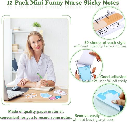 Nurse Gift Pens,for Work Funny Pens Sticky Notes Makeup Bag Gift for Coworker Doctor Nurses Nursing Students Women Men on Nurses week Nurse's day (Style 1-20) in Saudi Arabia