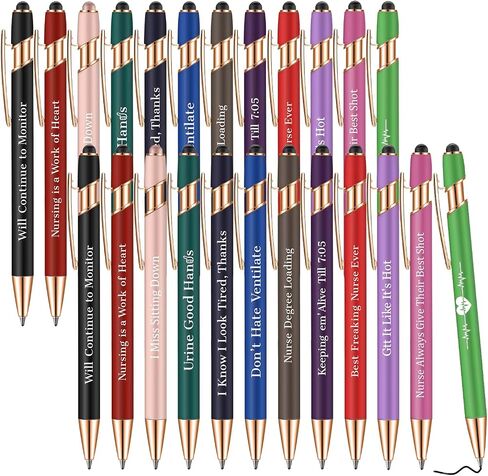 Nurse Gift Pens,for Work Funny Pens Sticky Notes Makeup Bag Gift for Coworker Doctor Nurses Nursing Students Women Men on Nurses week Nurse's day (Style 1-20) in Saudi Arabia