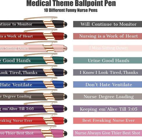 Nurse Gift Pens,for Work Funny Pens Sticky Notes Makeup Bag Gift for Coworker Doctor Nurses Nursing Students Women Men on Nurses week Nurse's day (Style 1-20) in Saudi Arabia