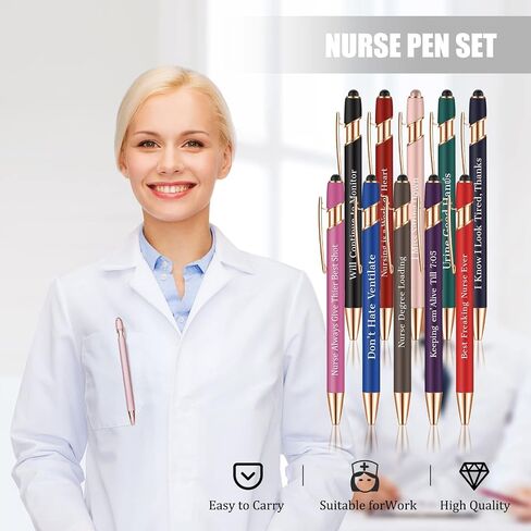 Nurse Gift Pens,for Work Funny Pens Sticky Notes Makeup Bag Gift for Coworker Doctor Nurses Nursing Students Women Men on Nurses week Nurse's day (Style 1-20) in Saudi Arabia