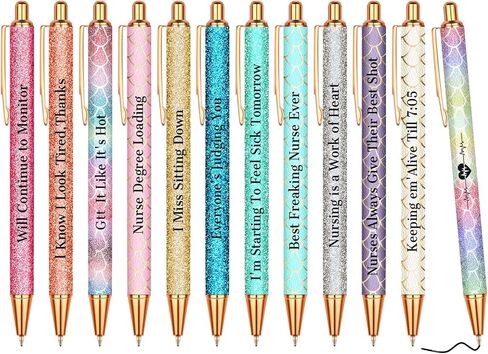 Nurse Gift Pens,for Work Funny Pens Sticky Notes Makeup Bag Gift for Coworker Doctor Nurses Nursing Students Women Men on Nurses week Nurse's day (Style 1-20) in Saudi Arabia