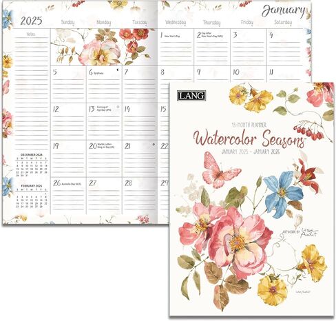 Lang, Watercolor Seasons by Lisa Audit 2025 Monthly Planner in Saudi Arabia