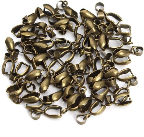 50pcs Pendant Clasp Pinch Bail Clip Jewelry Findings 20mm Connector Antique Bronze Tone for DIY Craft Jewelry Making CF75-3 in Kuwait