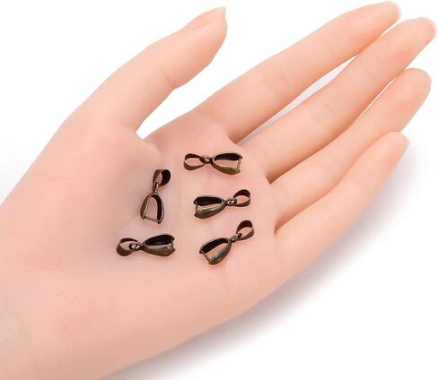 50pcs Pendant Clasp Pinch Bail Clip Jewelry Findings 20mm Connector Antique Bronze Tone for DIY Craft Jewelry Making CF75-3 in Kuwait