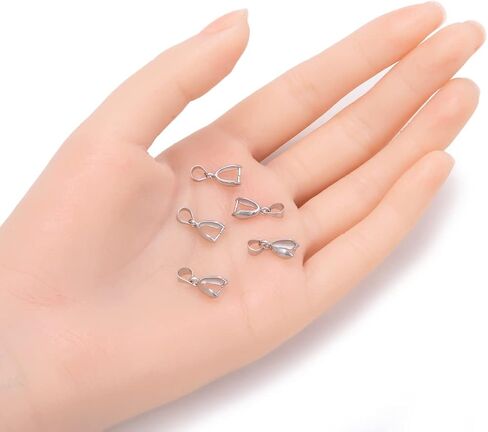 50pcs Pendant Clasp Pinch Bail Clip Jewelry Findings 20mm Connector Antique Bronze Tone for DIY Craft Jewelry Making CF75-3 in Kuwait