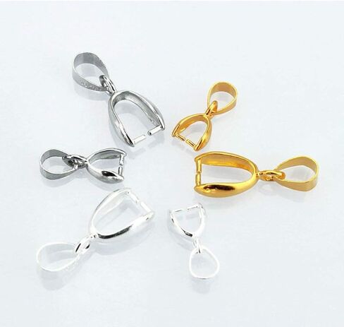 50pcs Pendant Clasp Pinch Bail Clip Jewelry Findings 20mm Connector Antique Bronze Tone for DIY Craft Jewelry Making CF75-3 in Kuwait