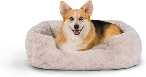 Best Friends by Sheri Lux Lounge Bed Calming Faux Fur Dog Bed, Oyster, Cream, Medium, 30" x 20" in Kuwait