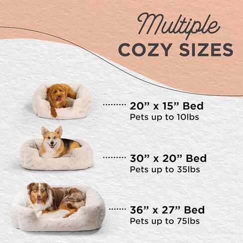 Best Friends by Sheri Lux Lounge Bed Calming Faux Fur Dog Bed, Oyster, Cream, Medium, 30" x 20" in Kuwait