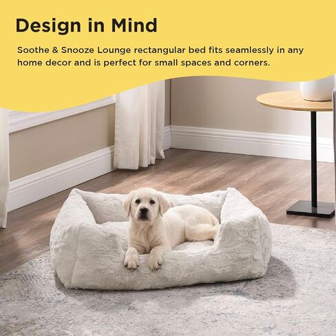 Best Friends by Sheri Lux Lounge Bed Calming Faux Fur Dog Bed, Oyster, Cream, Medium, 30" x 20" in Kuwait
